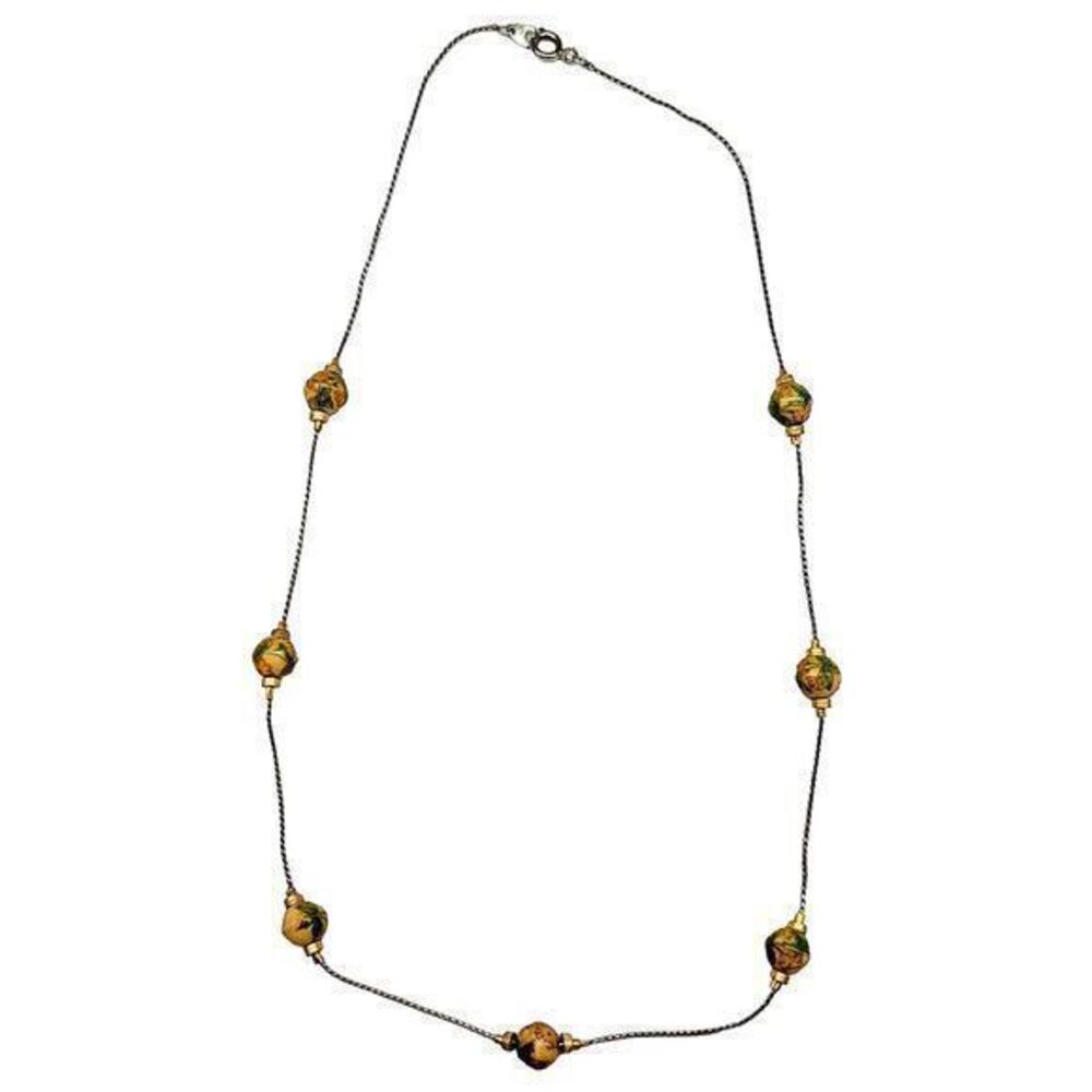 Chain and Floral Bead 18 inch Vintage Necklace‎